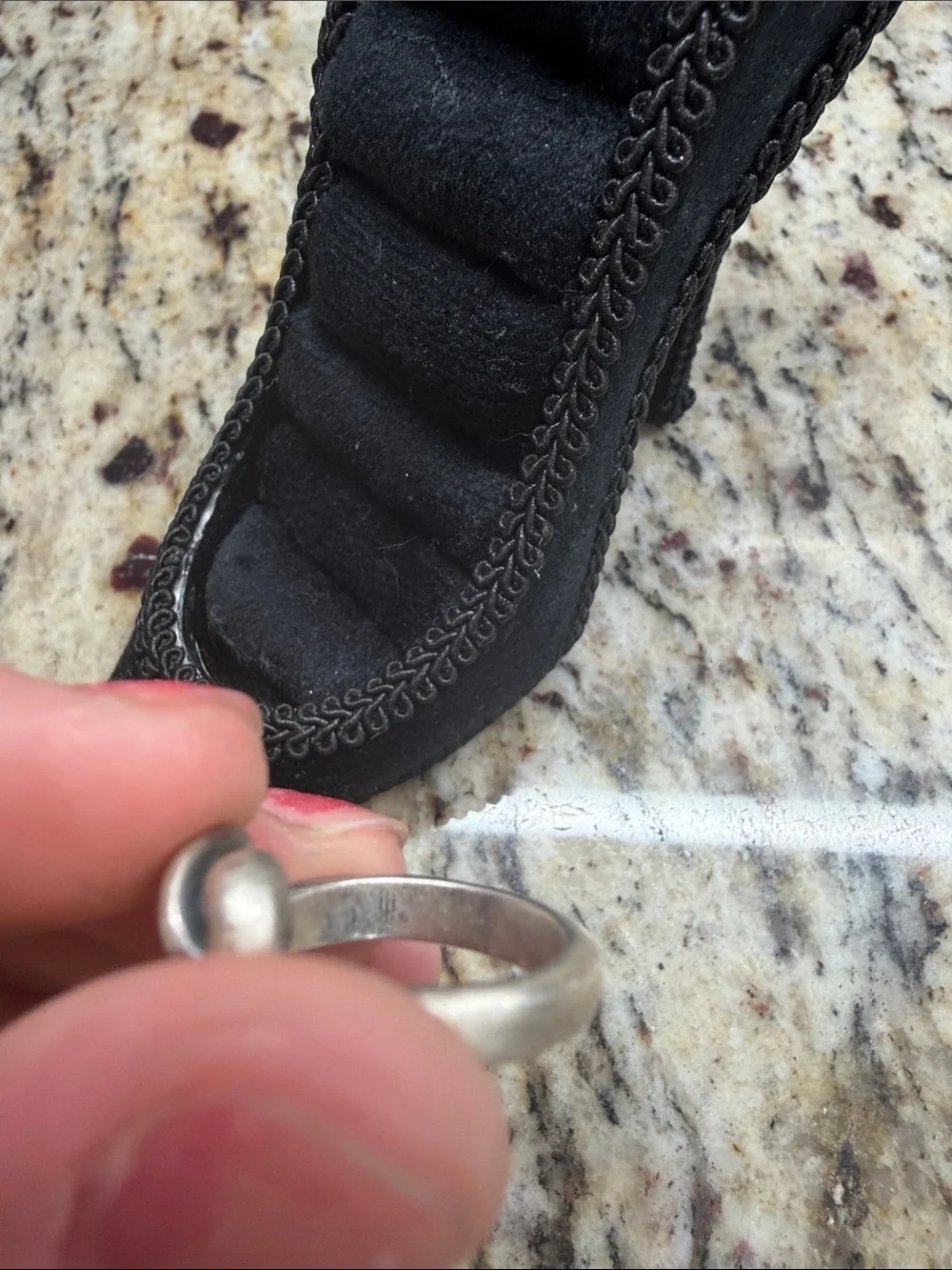 Sterling Silver Knot Ring on Black Velvet Display